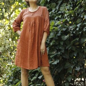 COCORICOOO | 100% Cotton Mini Dress | Tone Poem Hand Stitched Thread
